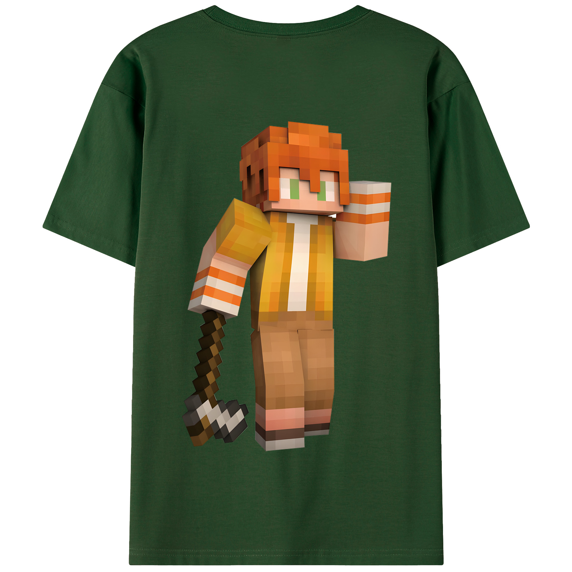 （画像用） マインクラフト ブロックの世界 Minecraft MC Block world 綿100％半袖Tシャツ（背面プリント）